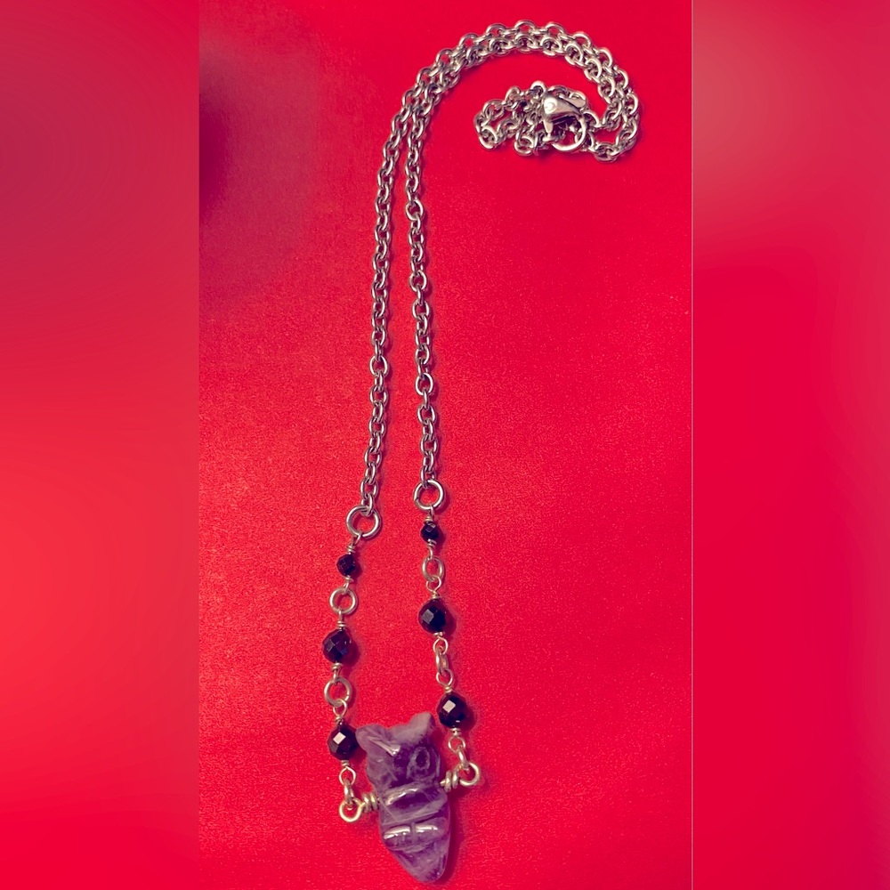Amethyst Owl Choker Necklace